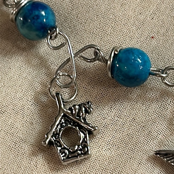 Silver Wire Wrapped Turquoise Stones w Nature charms - Picture 6 of 10